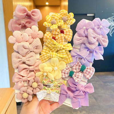 Set 10 Dây Buộc Tóc Co Giãn Đính Nơ Bướm Xinh Xắn Dành Cho Bé Gái dây cột tóc cho bé