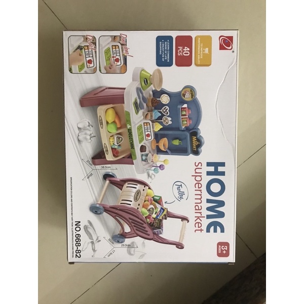 Đồ chơi bán hàng siêu thị kèm xe đẩy 40 chi tiết cho bé-quầy bán kem mini Beosmart