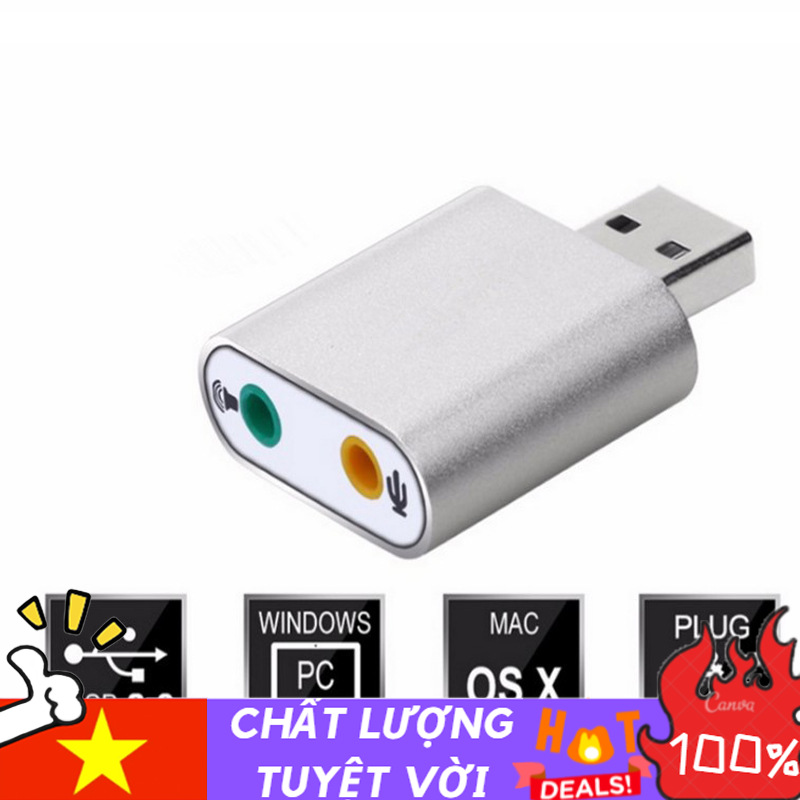 PM Đầu USB Sound Card 7.1 vỏ nhôm cao cấp âm thanh 3D