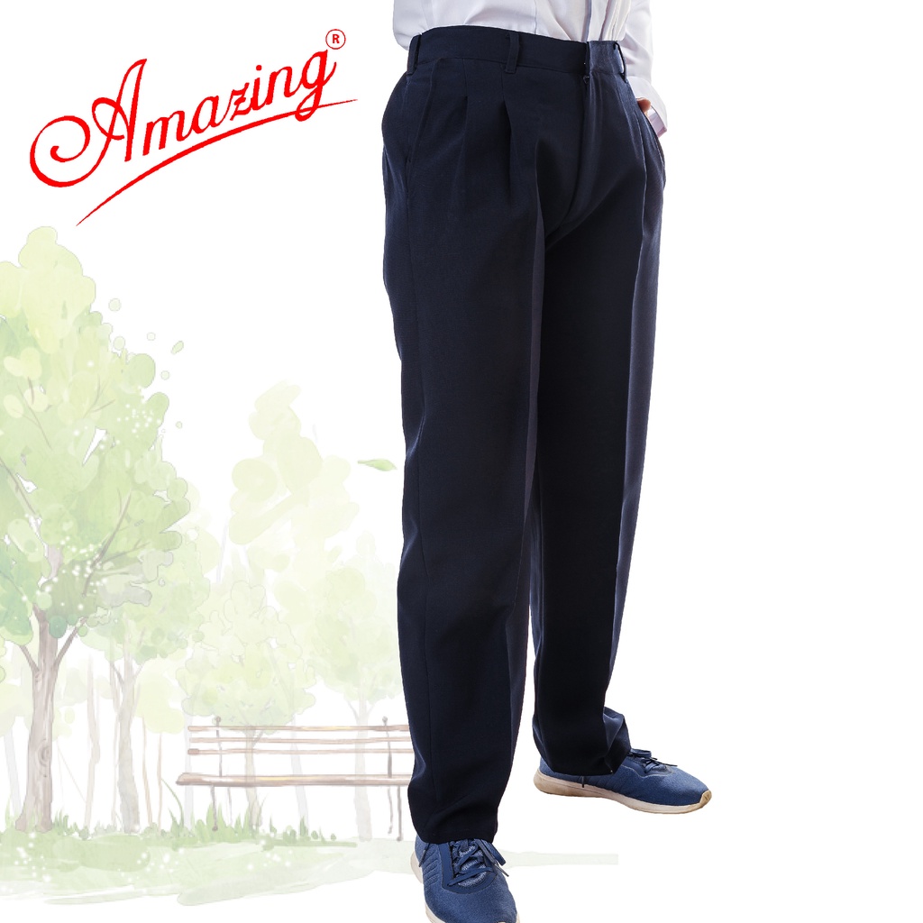 Quần dài lưng chun học sinh Amazing, phong cách Baggy, Unisex, dây kéo trước, có 2 ly mỗi bên, size từ 20-85kg