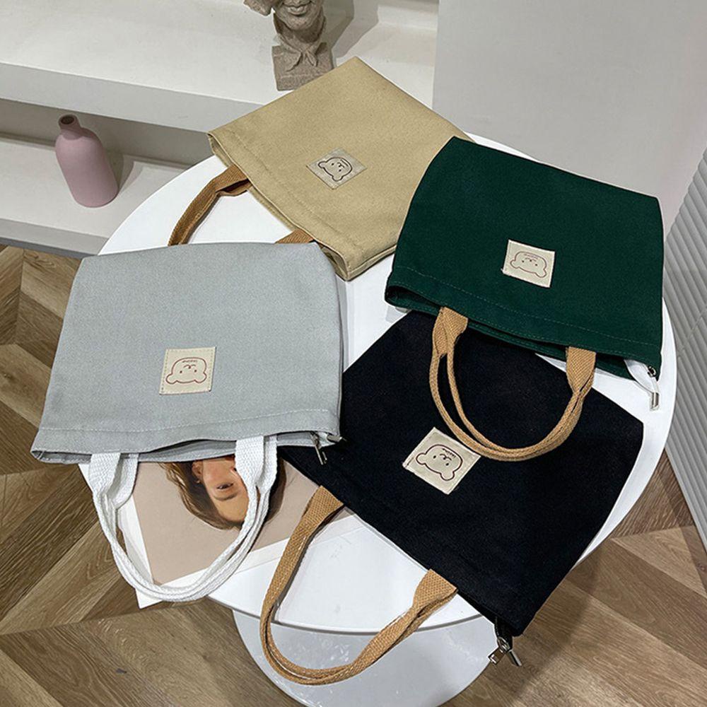 Túi Tote Vải Canvas Phong Cách Nhật Bản Thêu Hình Gấu Dễ Thương