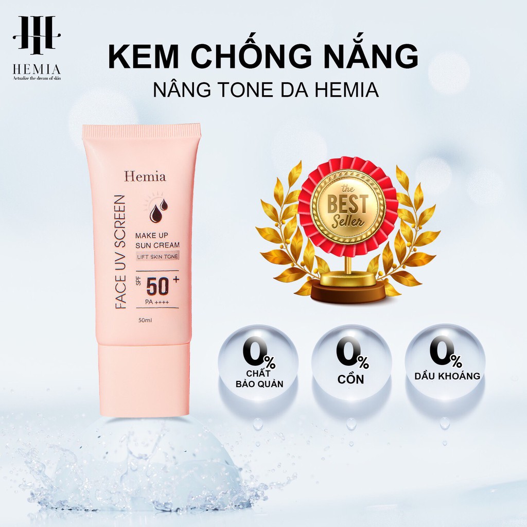 Kem chống nắng Hemia dưỡng da make up 2 in 1 Hàn Quốc 50ml