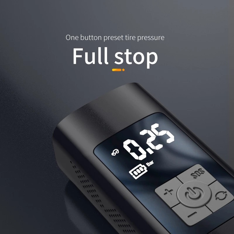 Bơm Lốp Ô Tô Xe Máy Đồng Hồ Điện Tử Mini Sạc Pin, Cắm Điện Nhỏ Gọn Tiện Lợi, Nhanh Chóng, An Toàn