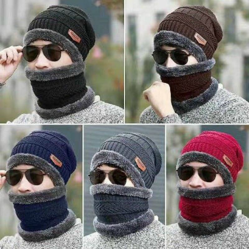 Set khăn mũ len lót lông nam nữ hot hit