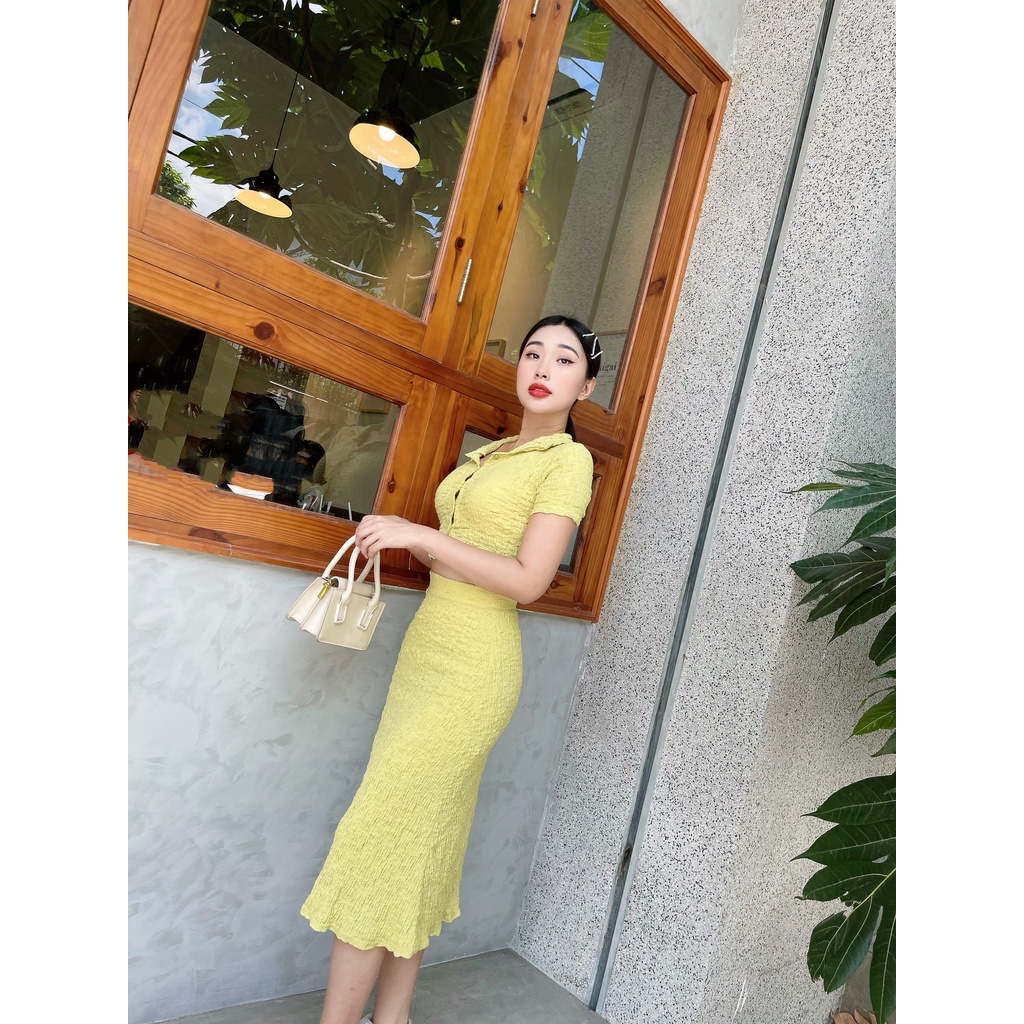 Set áo váy Bleona cổ sơ mi duyên dáng thanh lịch DS97
