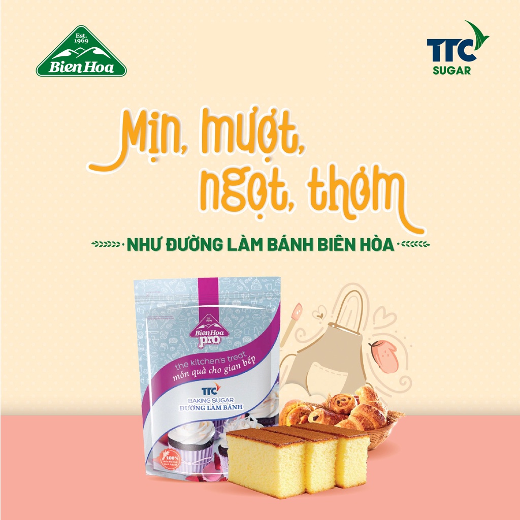 Đường Làm Bánh Biên Hòa Pro Baking 1Kg/túi