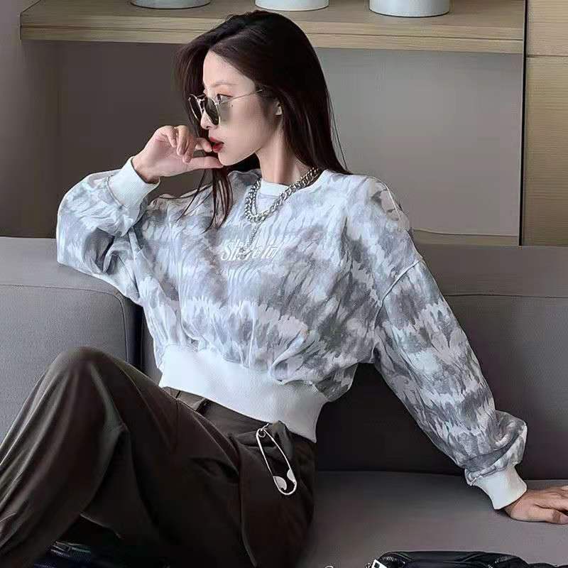 Áo Sweater Tay Dài Nhuộm Màu Dáng Suông Thời Trang Phong Cách Hàn Quốc Cho Nữ