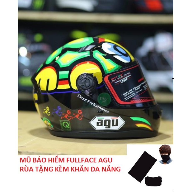 Mũ bảo hiểm Fullface Agu rùa - Tặng Khăn Đa Năng