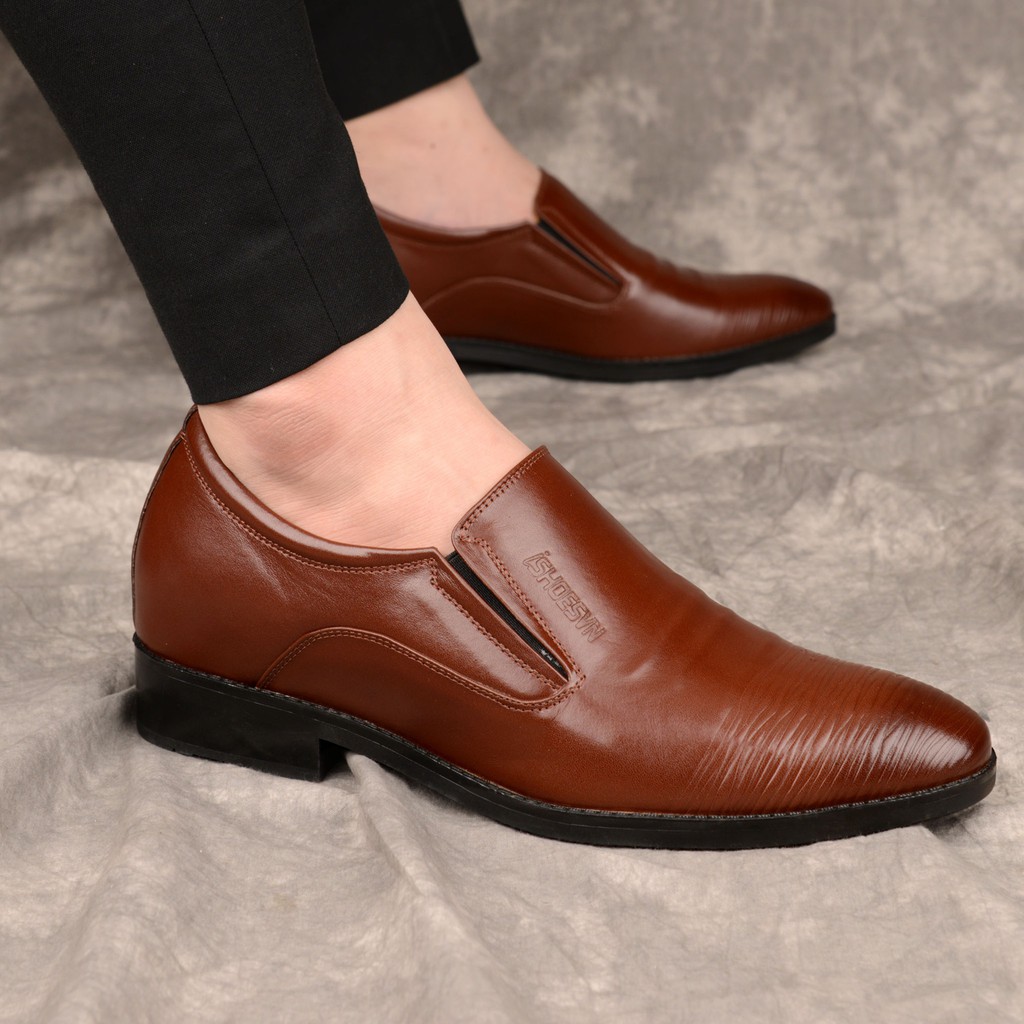 Giày công sở nam Tăng 7Cm Chiều Cao da bò thật ISHOESVN IS294