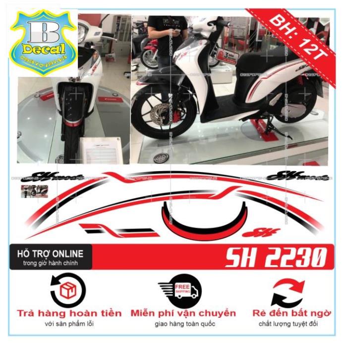 ( Quí khách vui lòng mang ra tiệm cho thợ dán ) Tem SH MODE MẪU ZIN CHỈ ĐỎ ĐEN [Bi Decal]