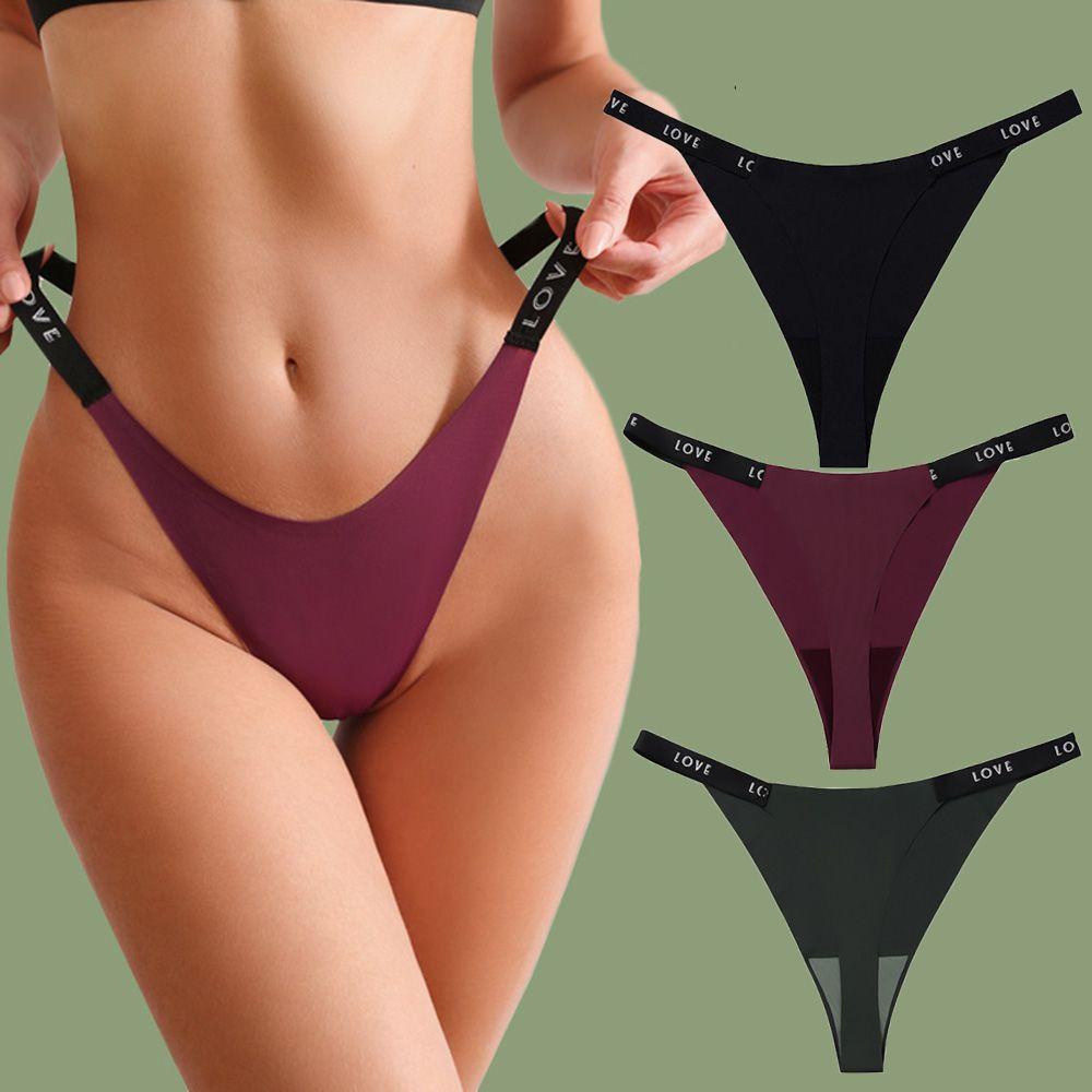 Osier1 Quần Lót Cỡ Lớn Dây Ruy Băng Mỏng In Chữ Cái Tập Thể Dục Thể Dục Nữ Gợi Cảm