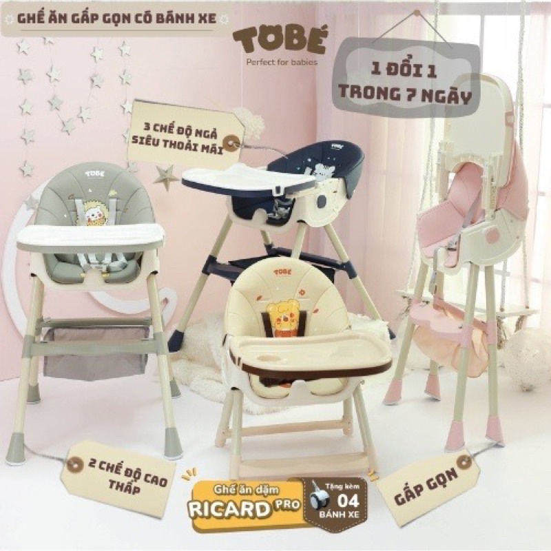 Ghế Ăn Dặm Ricard Pro Tobé Bản Ngả Cao Cấp Gập Gọn Cho Bé Từ 6 Tháng Lunakidsbaby