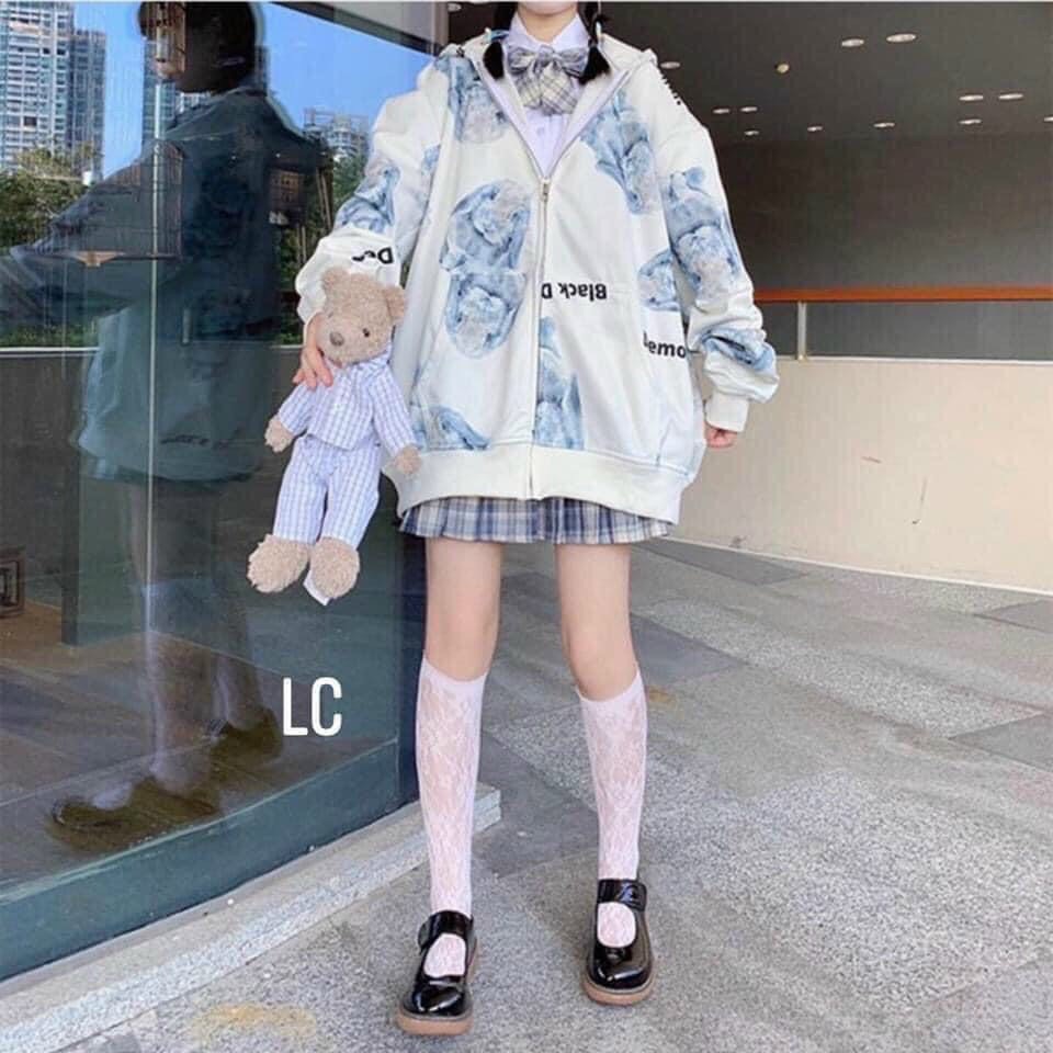 Áo khoác nỉ LOANG in 3D dây khóa kéo hàng xịn