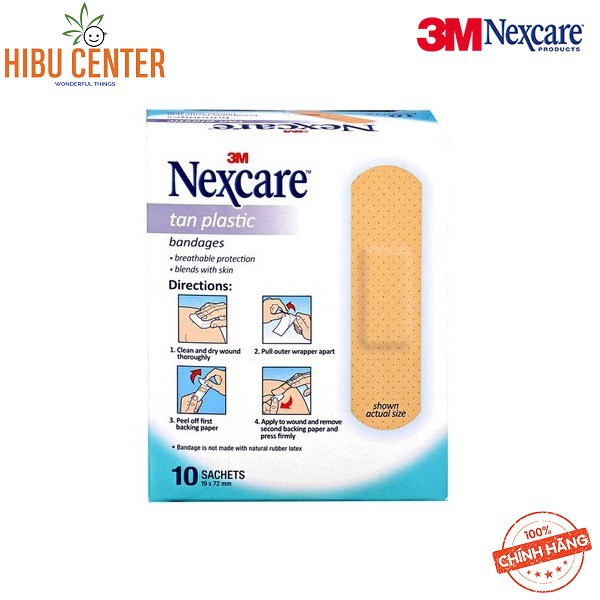 Hộp Băng keo cá nhân TAN 3M Nexcare 10 miếng/gói, 10 gói/hộp - XH002023378 – Hàng Chính Hãng - HIBUCENTER