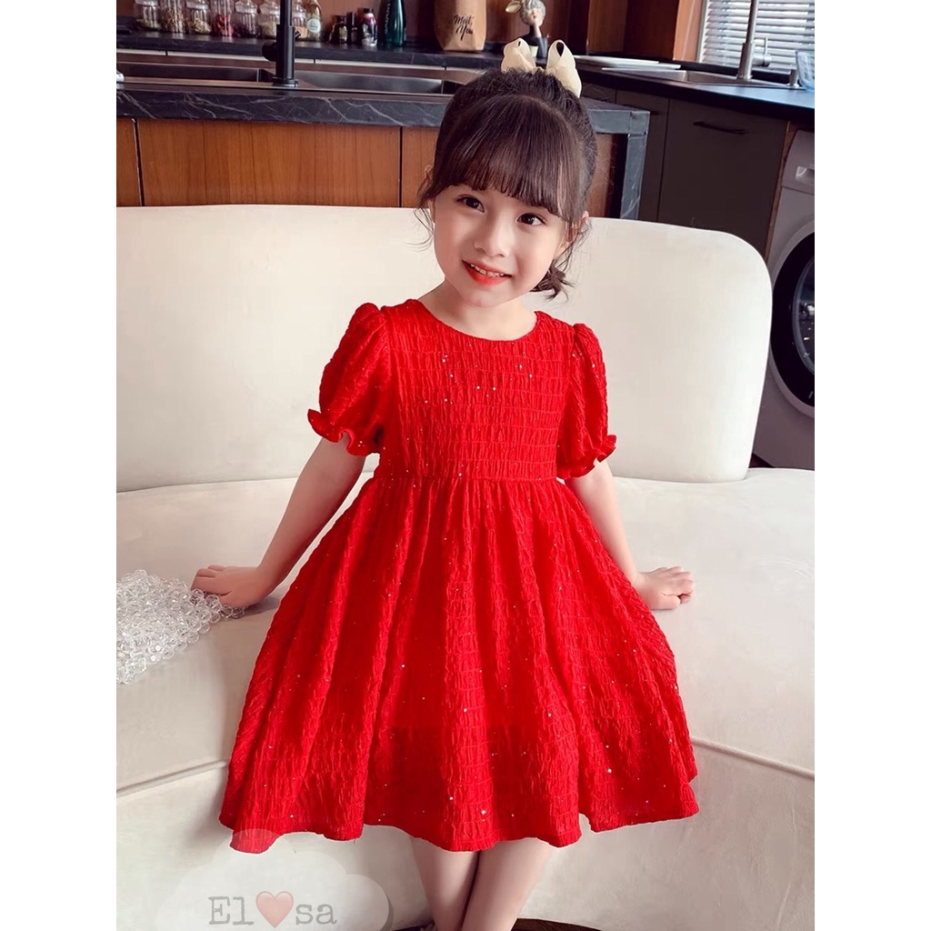 Đầm công chúa bé gái tym bèo hở lưng 8kg đến 22kg-Đầm bé gái thiết kế nơ sau lưng chất liệu đũi xốp mềm,mát,nhẹ và thoág
