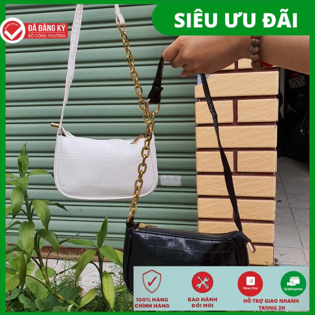 Túi kẹp nách túi xách nữ đeo vai đeo chéo xách tay da vân cá sấu size mini TKNAMINI + hình thật .