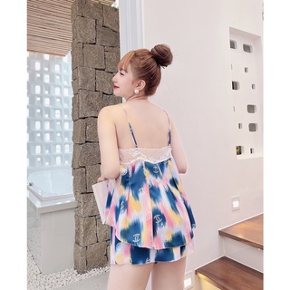 Đồ bộ pijama lụa mango đùi dây tiểu thư - form 40-58kg