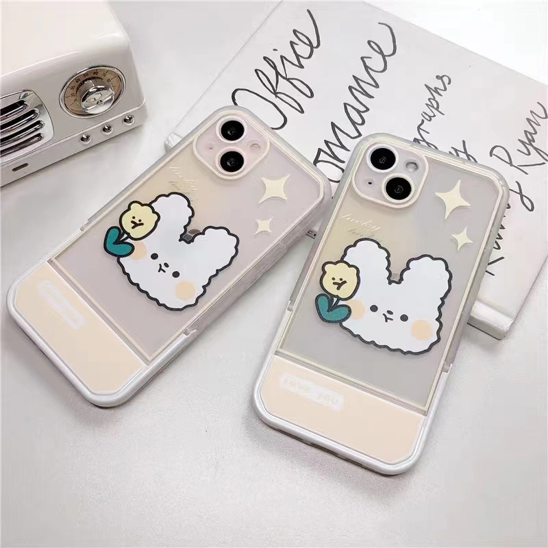Ốp Điện Thoại Silicon TPU Mềm Trong Suốt Có Giá Đỡ Dễ Thương Cho iPhone 13 12 11 Pro X XR XS Max SE 2020 6 6S 7 8 Plus