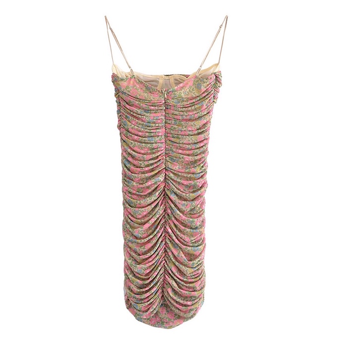 Váy body hai dây hoa nhí bo nhún