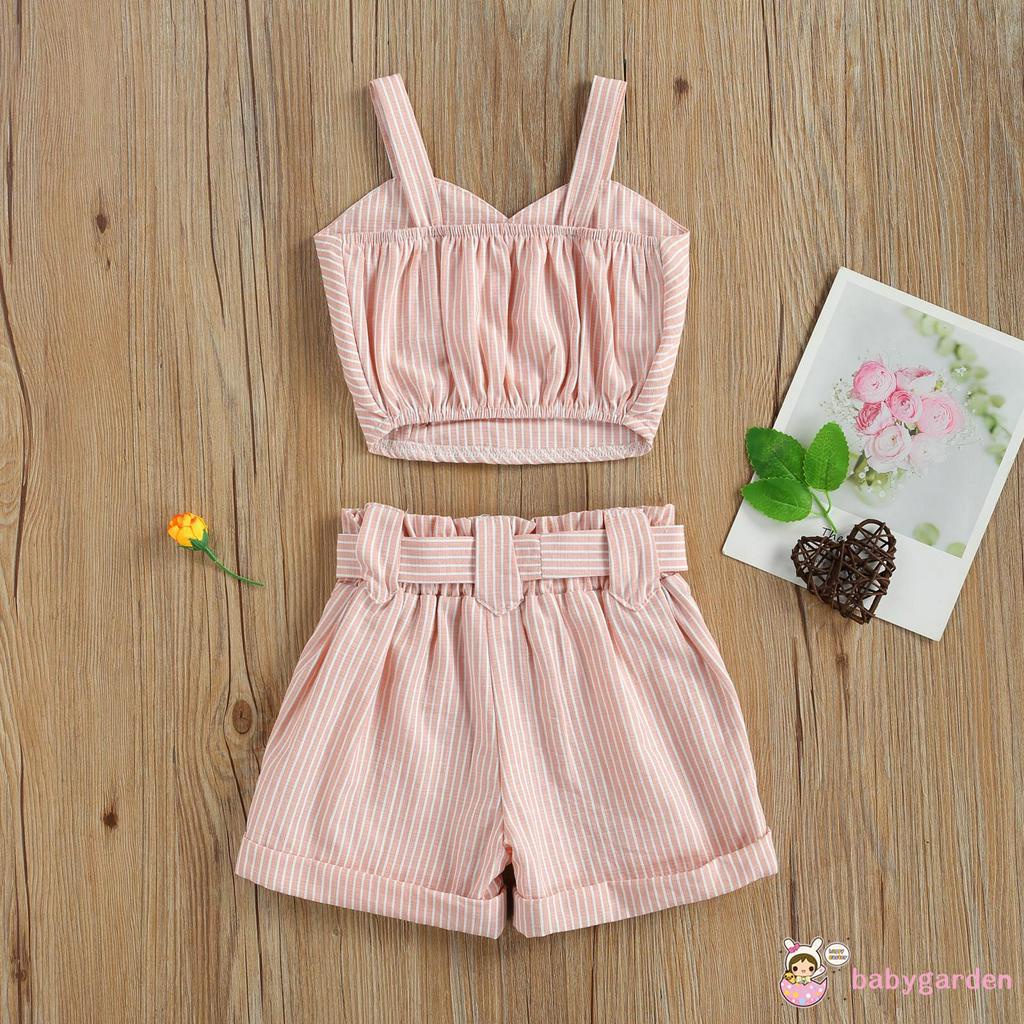 Bộ Áo Và Quần Kẻ Sọc Cho Bé Gái Từ 2-7 Tuổi