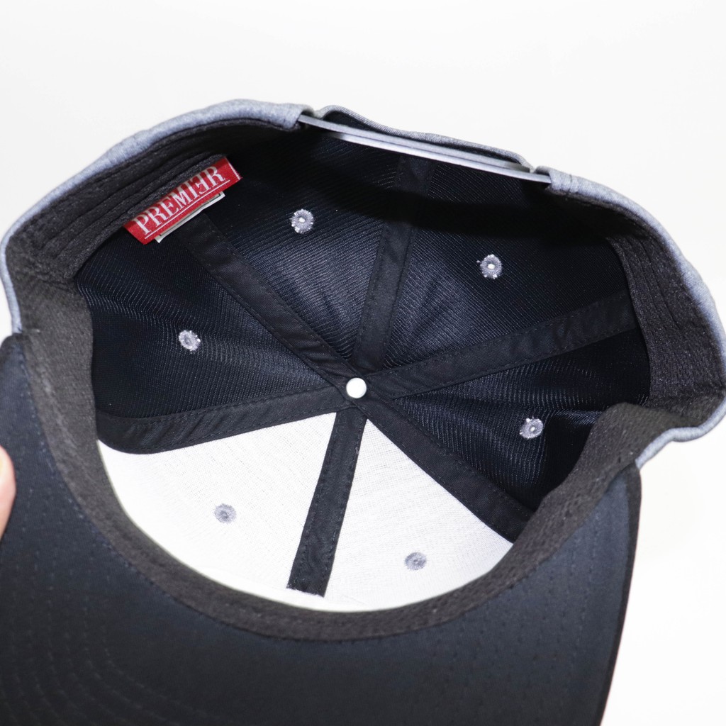 Mũ NHS Snapback Pre Full Xám Đậm Kết Đen PR003