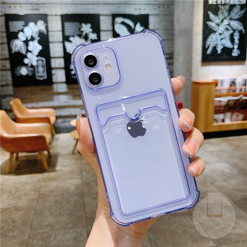 Ốp điện thoại TPU mềm chống sốc có ngăn đựng thẻ dành cho iPhone 12 pro 11pro max xr xs max 8 7plus