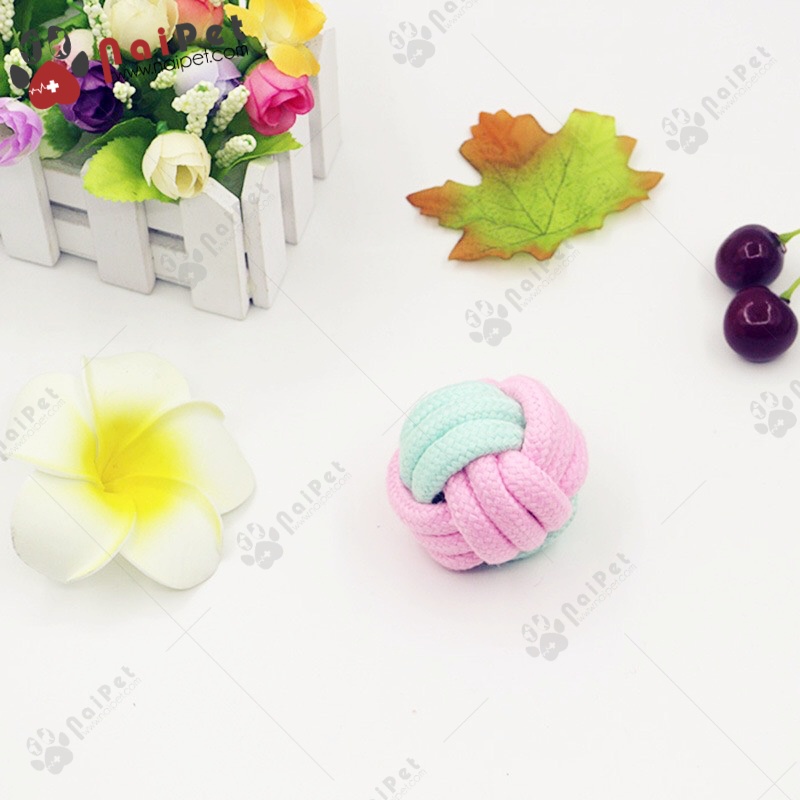 Đồ Chơi Bóng Thừng Bện Cầu Tròn Huấn Luyện Chó Mèo DC025 - CV18cm