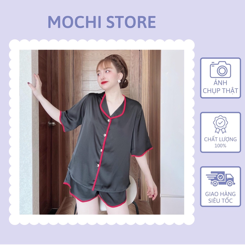Đồ Pijama, Bộ Áo Cánh Dơi Quần Đùi Lập Thể , Đồ Mặc Nhà Chất Lụa Satin Màu Trơn Mịn Mát Form Rộng Thoải Mái.
