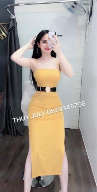 Đầm body 2 dây xẻ 2 tà