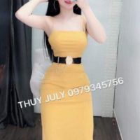 Đầm body 2 dây xẻ 2 tà