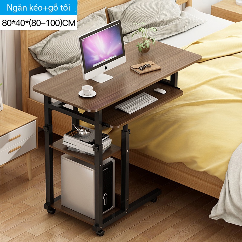 Bàn học thông minh có bánh xe, bàn làm việc điều chỉnh chiều cao có ngăn kéo để bàn phím máy tính, bánh xe di chuyển