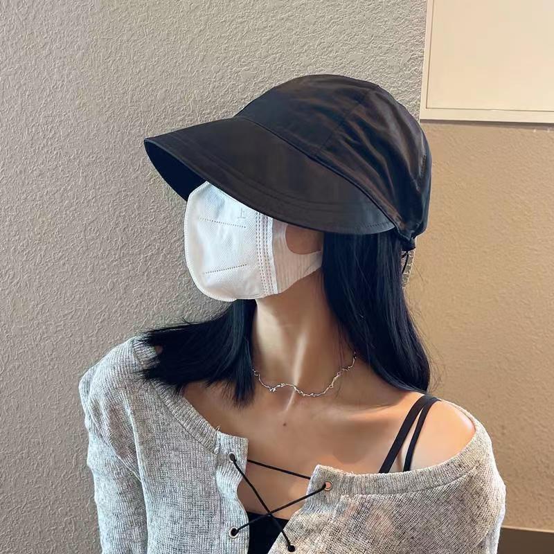 Nón Bucket Rộng Vành Chất Liệu Cotton Thoáng Khí Nhanh Khô Thiết Kế Dây Rút Tùy Chỉnh Thời Trang Mùa Hè Cho Nữ