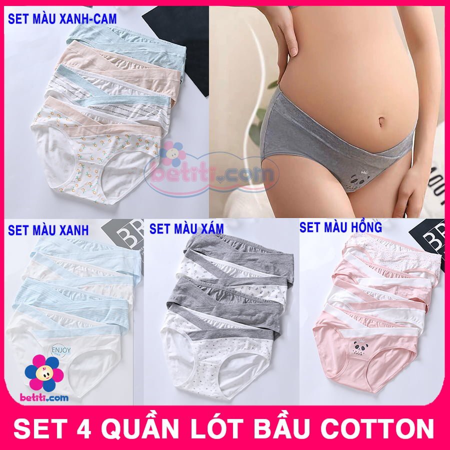 Sét 4 Quần Lót Bầu Cạp Chéo Túi Zip Xịn Chất Cotton, Co Giãn Đàn Hồi size từ 40-85kg