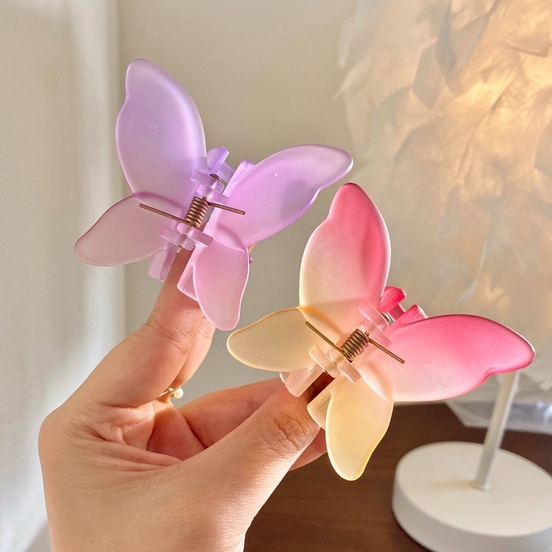 Kẹp Tóc Càng Cua Hai Màu Họa Tiết Bướm Phong Cách Cổ Điển Đơn Giản Dành Cho Nữ