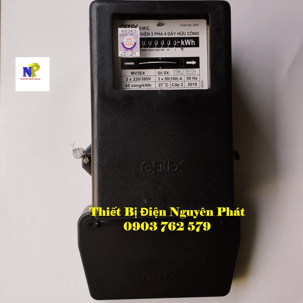 Công Tơ Điện 3 Pha 4 Dây 50A 220/380V EMIC Loại Bắt Trực Tiếp Có Kiểm Định & Không Kiểm Định