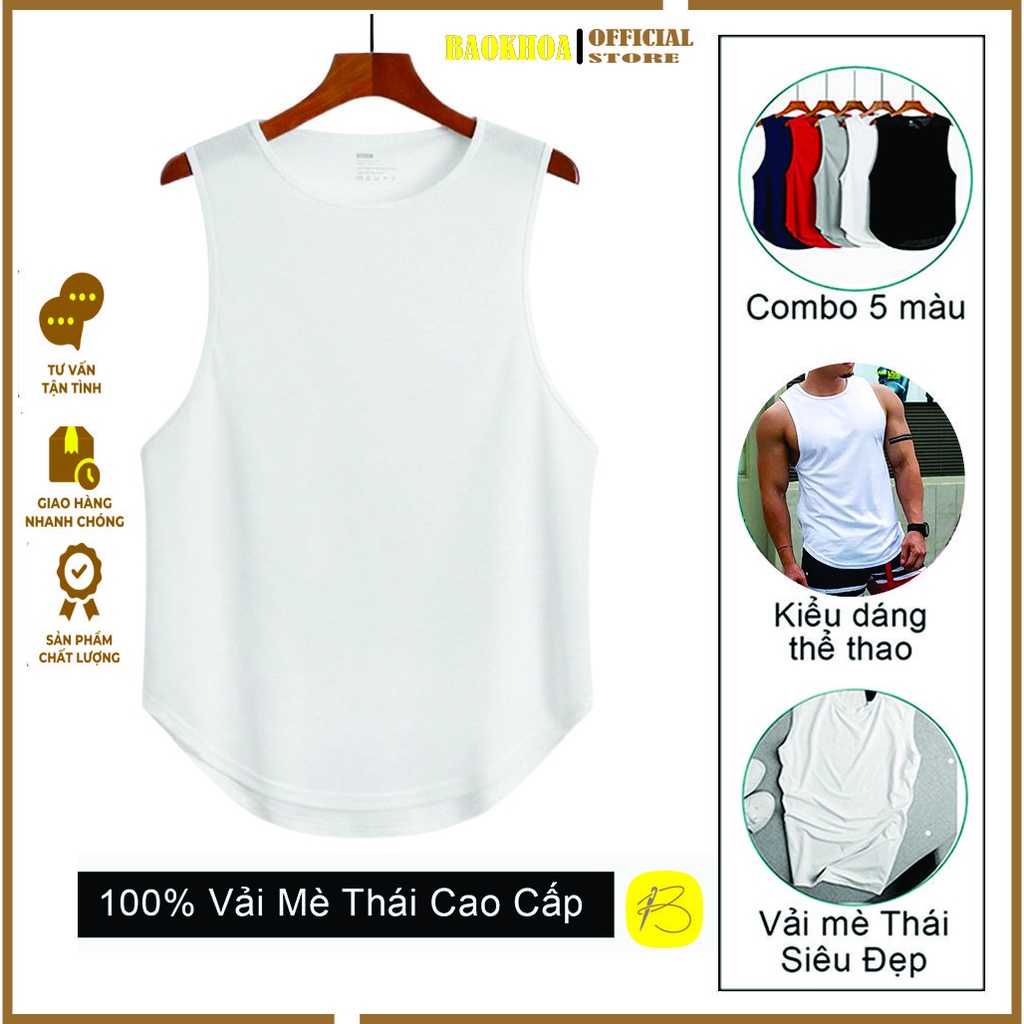 Áo ba lỗ, áo nam sát nách, áo thể thao tập gym BAOKHOA_OFFICIAL Shop size L, XL, 2XL