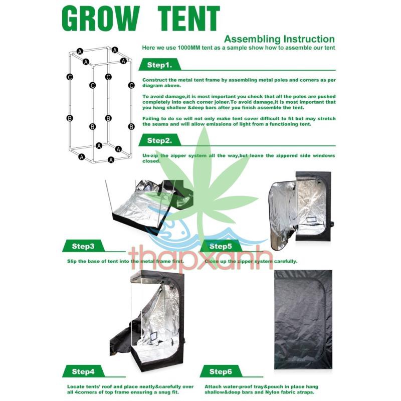 Lều trồng cây 150*150*200 cm, Nhà trồng nấm, Vải 600D phản quang, Grow tent