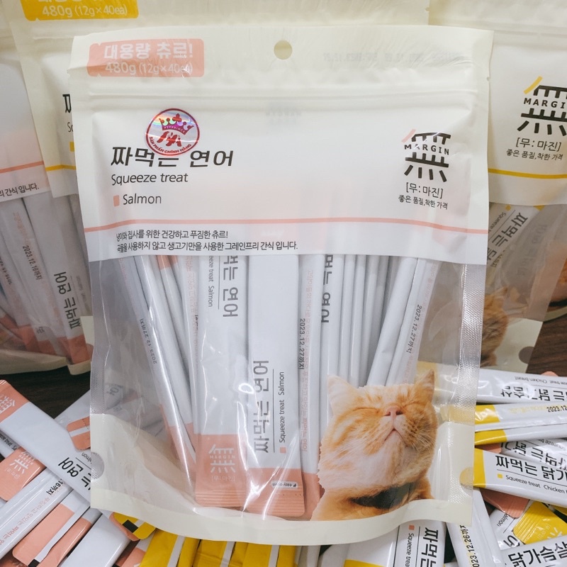 Súp thưởng Margin Hàn Quốc dành cho Mèo vị Cá Hồi &amp; Gà - Margin Korea Cat Treat 12g