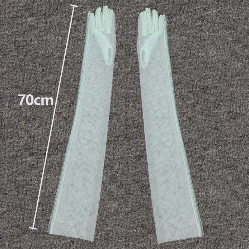 Găng Tay Vải Tuyn 70CM Trong Suốt Phong Cách Cổ Điển Dành Cho Nữ