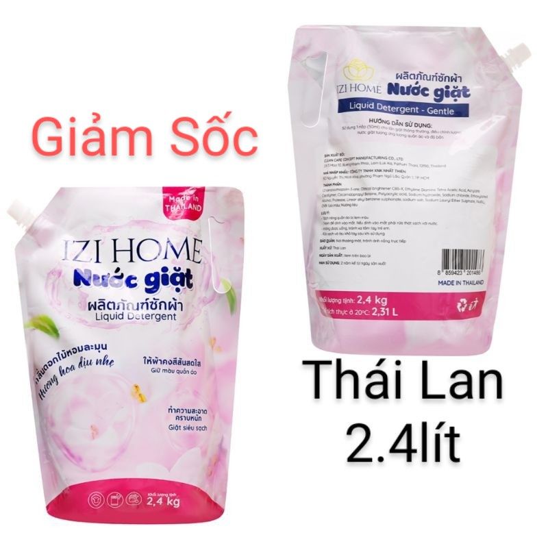 [ Thái Lan ] Nước giặt IZI HOME hương hoa dịu nhẹ túi 2.4kg
