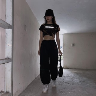 SET ÁO CROPTOP NATTHY TIE-DYE + QUẦN DÀI BASIC ĐEN
