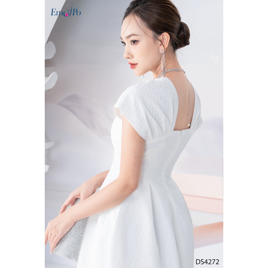 Đầm A cổ nơ kéo khóa sau Emspo DS4272