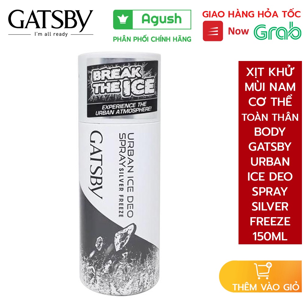 Xịt khử mùi nam cơ thể toàn thân body Gatsby Urban Ice Deo Spray Silver Freeze chai 150ml hương nước hoa ngăn mùi bỏ túi