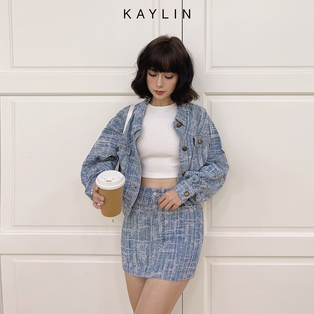 Chân váy jean kẻ N1739 - KAYLIN