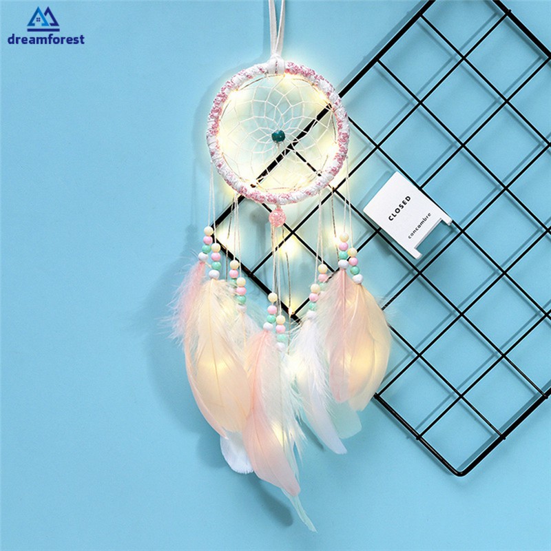 Dreamcatcher gắn đèn LED treo tường dùng để trang trí nhà