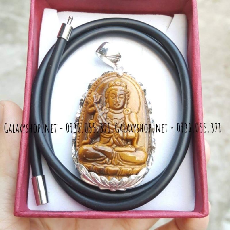 Dây Chuyền Bạc Mặt Phật Bản Mệnh Tuổi Mùi, Thân, Dậu, Tuất, Hợi, T ý, Sửu, Mẹo, Thìn,Tỵ, Dần, Ngọ ₫á màu vàng nâu