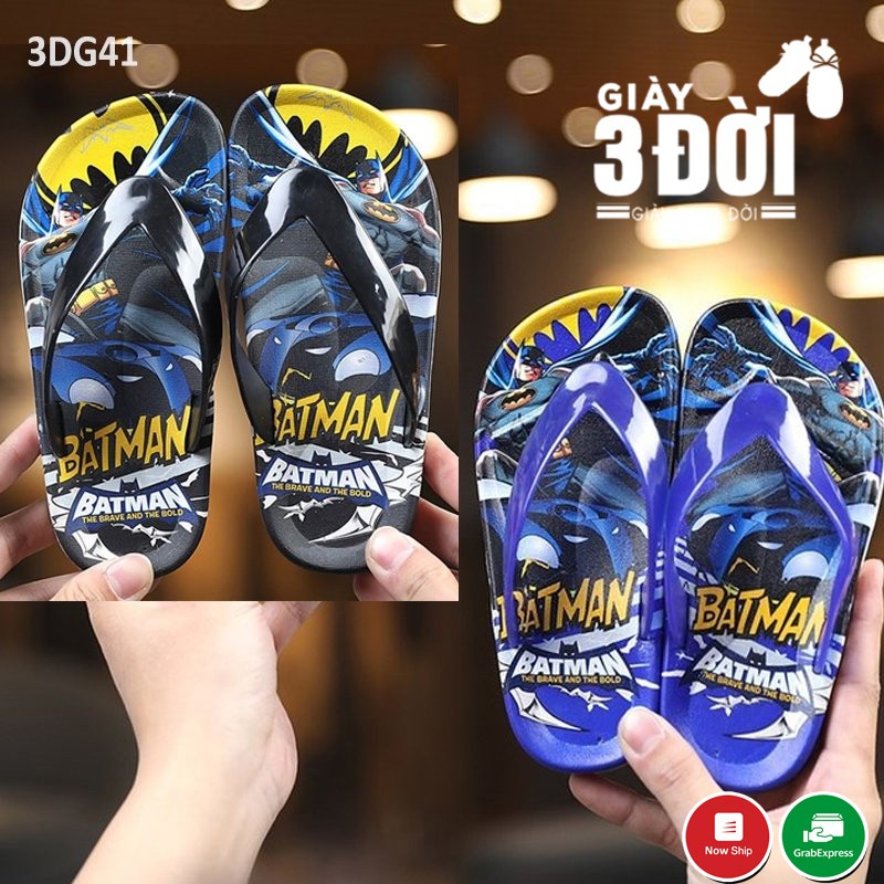 Dép Kẹp/ Xỏ Ngón Batman Bé Trai 3DG41 GIAY3DOI Cho Chân Bé 15-21cm Xanh/Đen