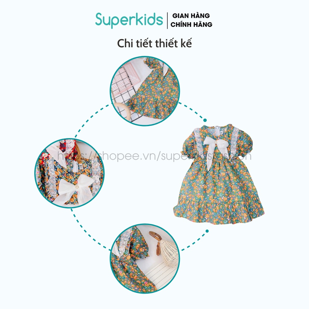 Váy cho bé gái, Đầm Hoa Vintage 8-18kg QATE793