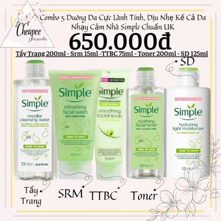 Combo 5 món dưỡng da dịu nhẹ lành tính nhà simple