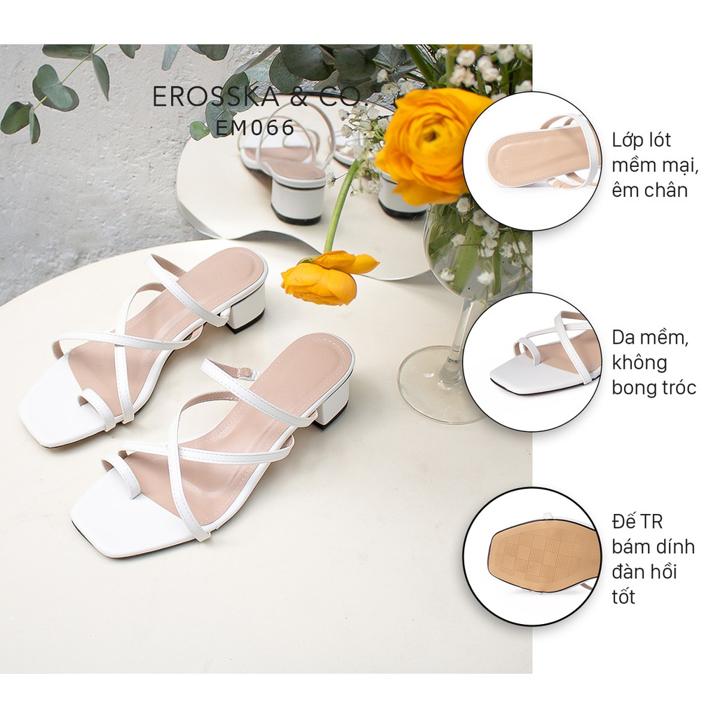 [Mã WABRTL3 -10% đơn 250K]Dép cao gót Erosska xỏ ngón phối dây cao 3cm màu trắng _ EM066